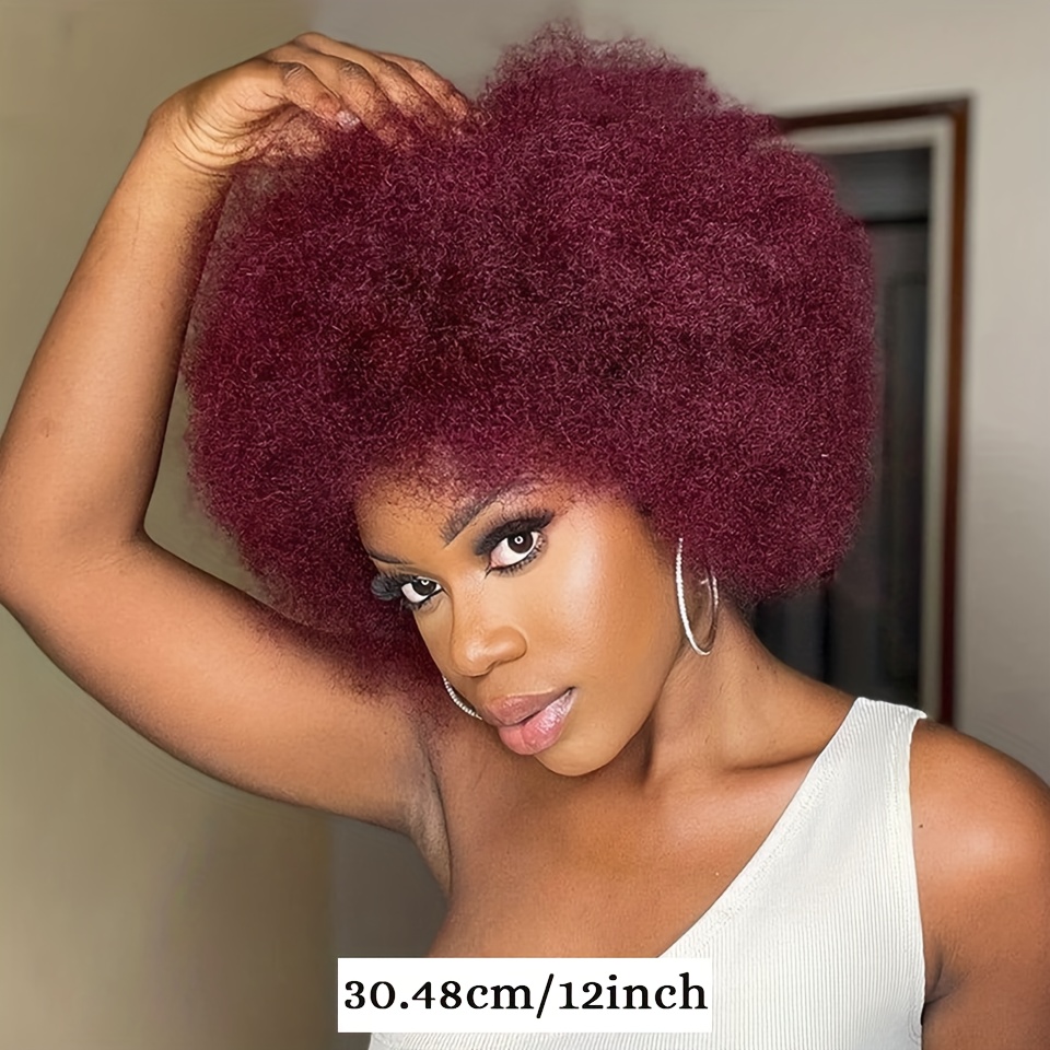 Afro Human Hair Wig Thick Bangs Natural Short Temu Canada