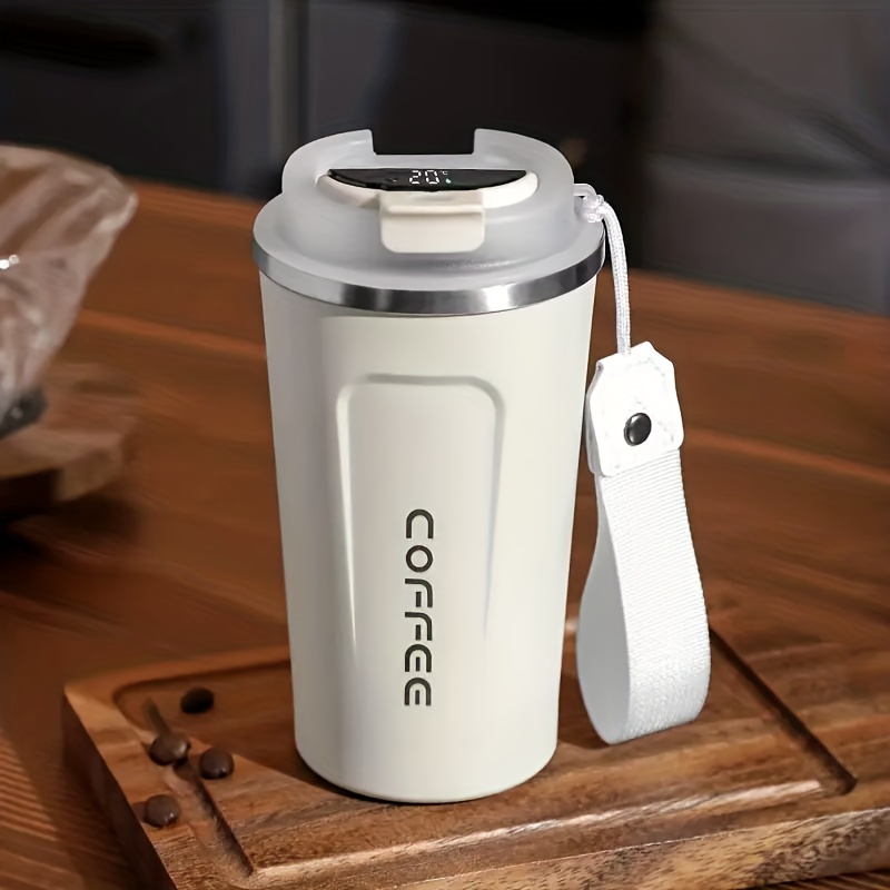 Smart Temperature Display Coffee Cup 304 Stainless Steel Double-layer  Vacuum Insulation Cup Mug Car Portable Carry-on Cup, With Hand Rope Smart Temperature  Display Insulation Cup Suitable For Home, School Class, Coffee Cup