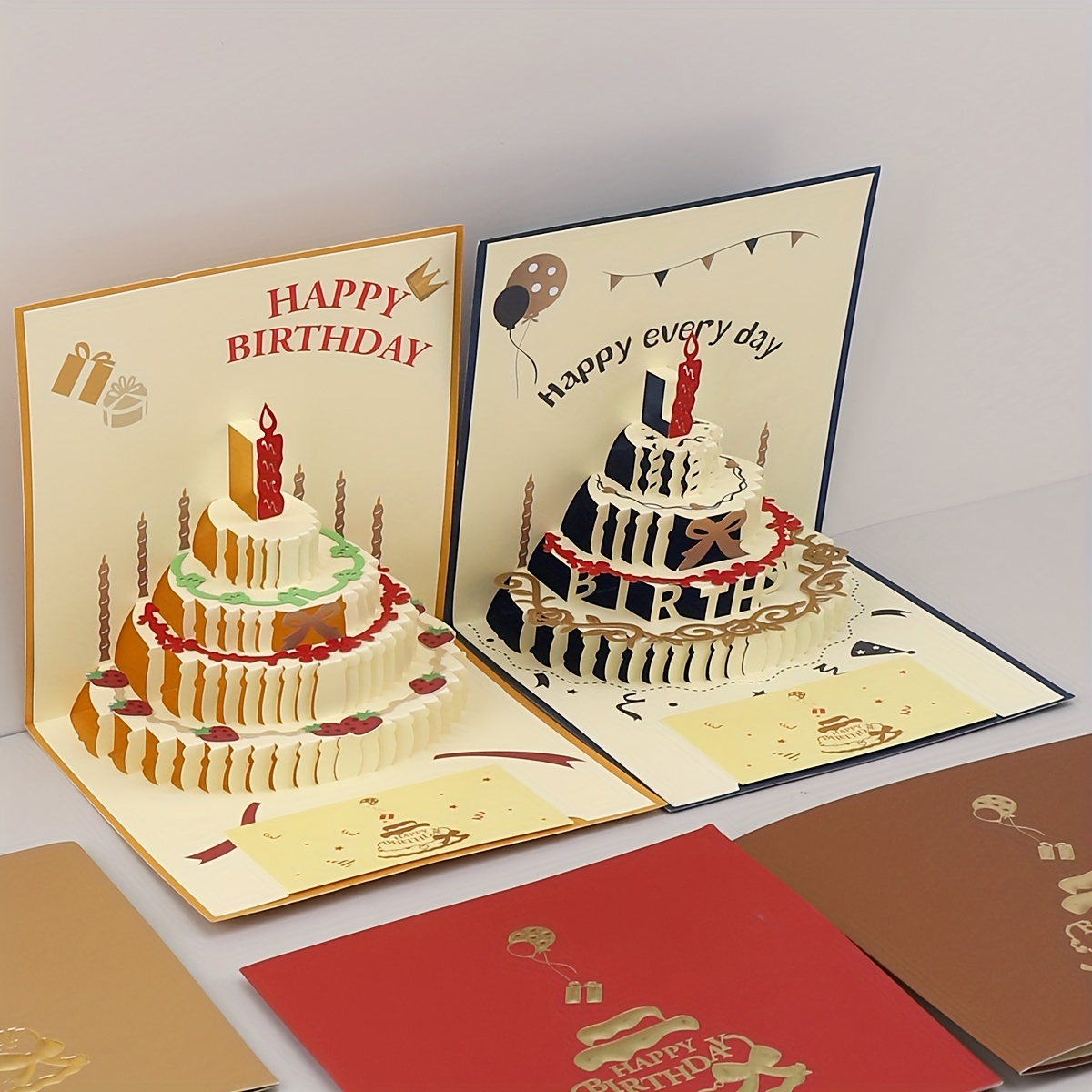 Birthday Greeting Cards Three dimensional Cake Cards - Temu