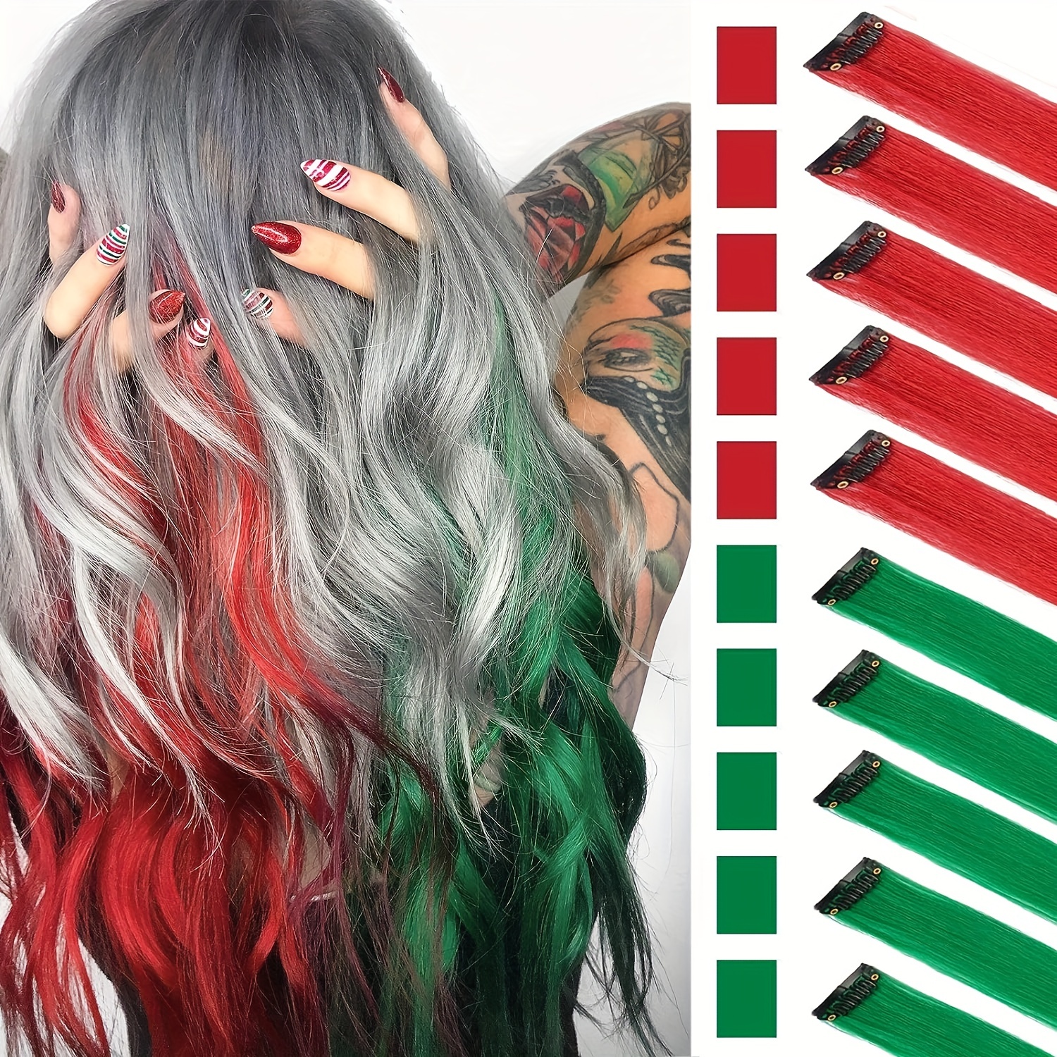 Colorful Hair Extension Ombre Long Straight Hairpiece - Temu