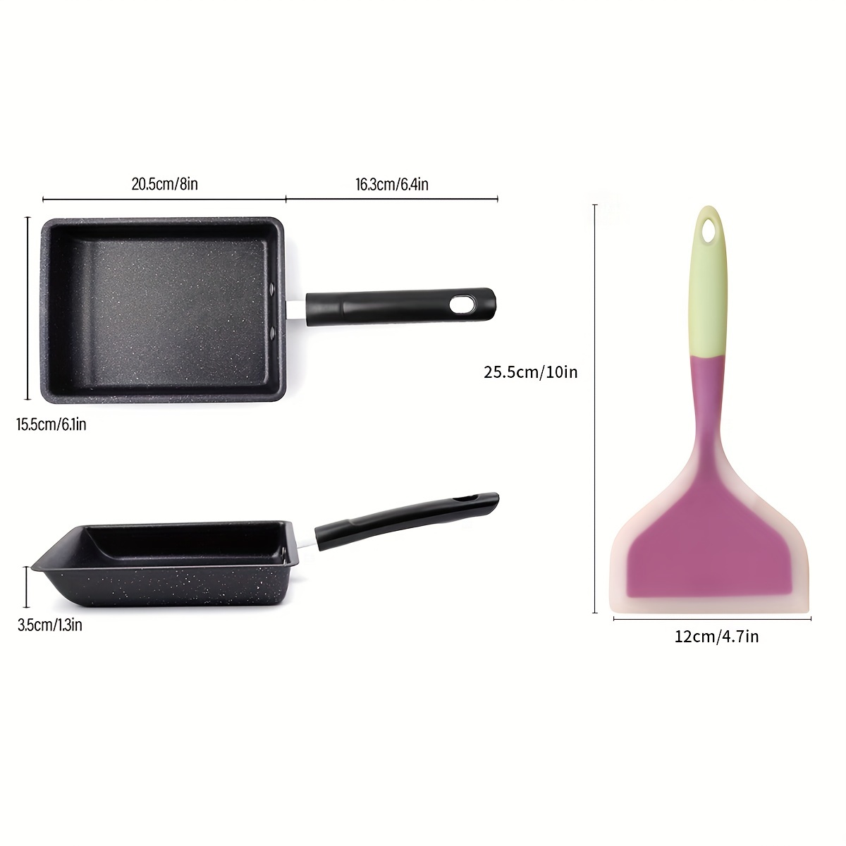 Tamagoyaki Pan with Spatula and Brush, Egg Pan, Japanese Nonstick Omelette