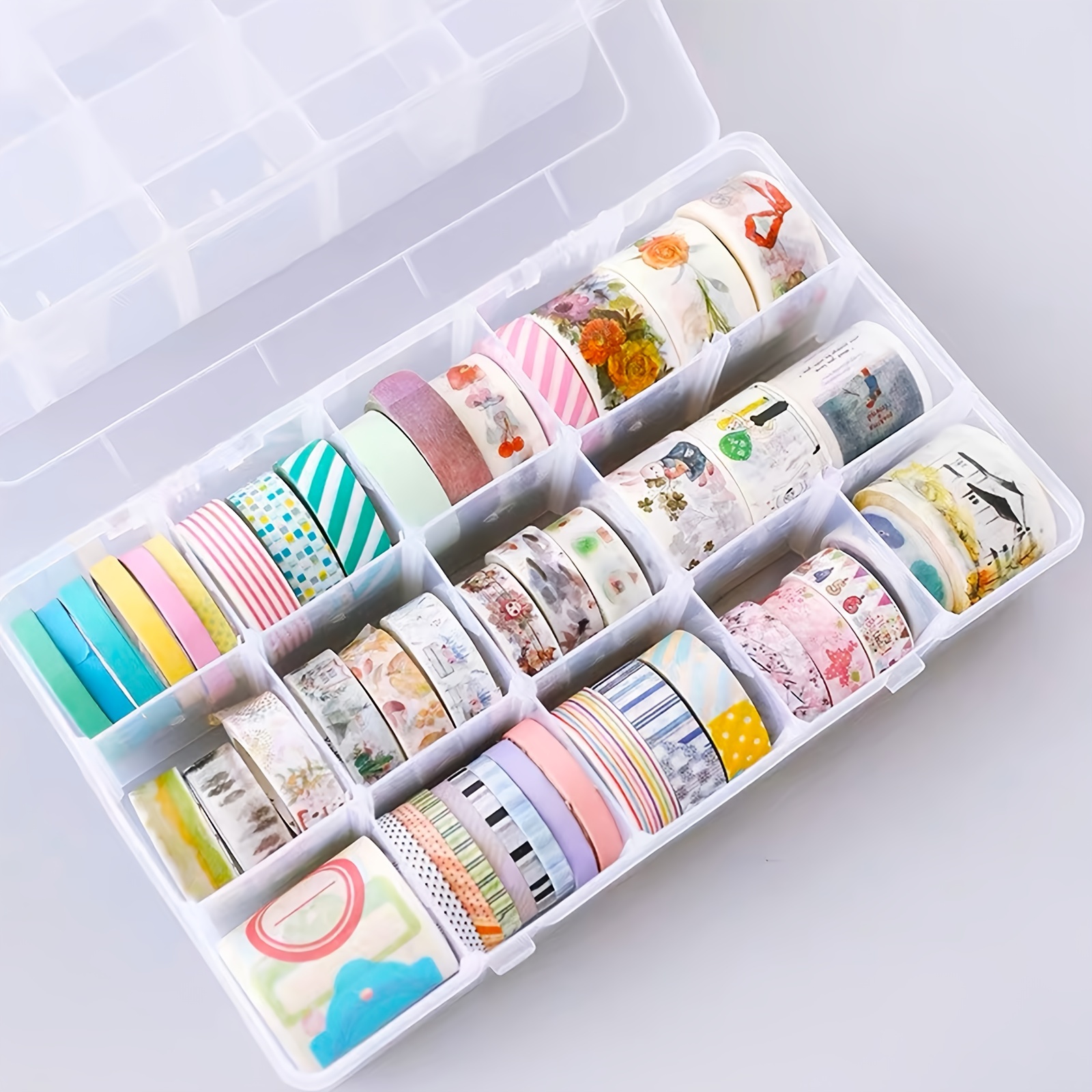Large Grids Organizer Box for Washi Tape, 15 Compartments Storage Box,  Dividers for Ribbon, Crafts, Art Supply, Sewing by Fablise Craft