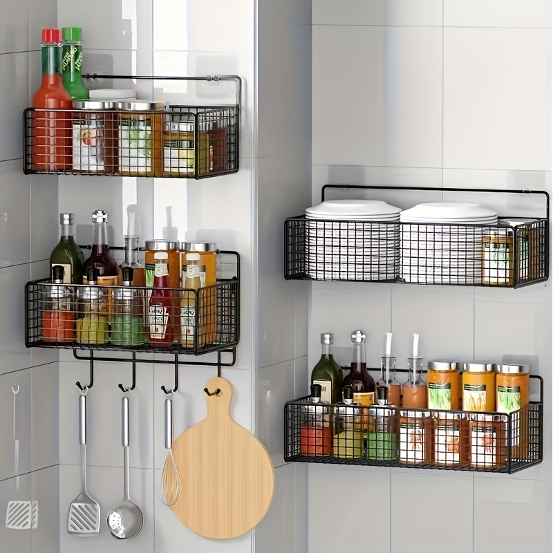 Wall-mounted Bathroom Storage Rack with Hooks