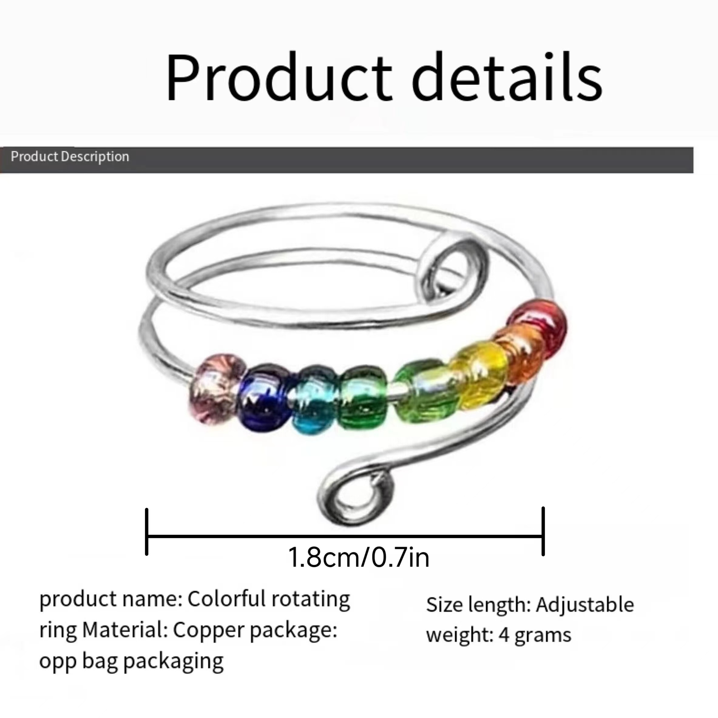 Fidget Rings Colorful Spinning Beads Design Suitable For Men - Temu