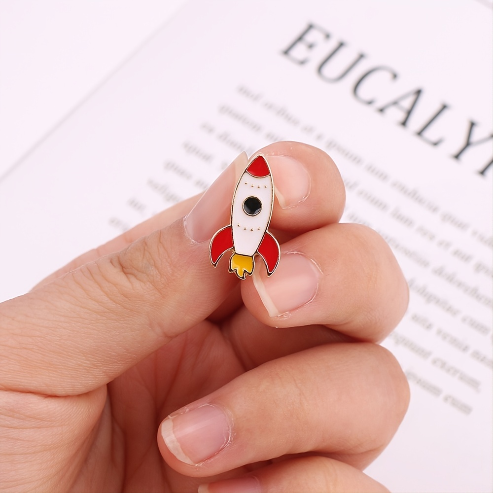 Cartoon Rocket Brooch Mini Enamel Pin Backpack Clothing Accessories