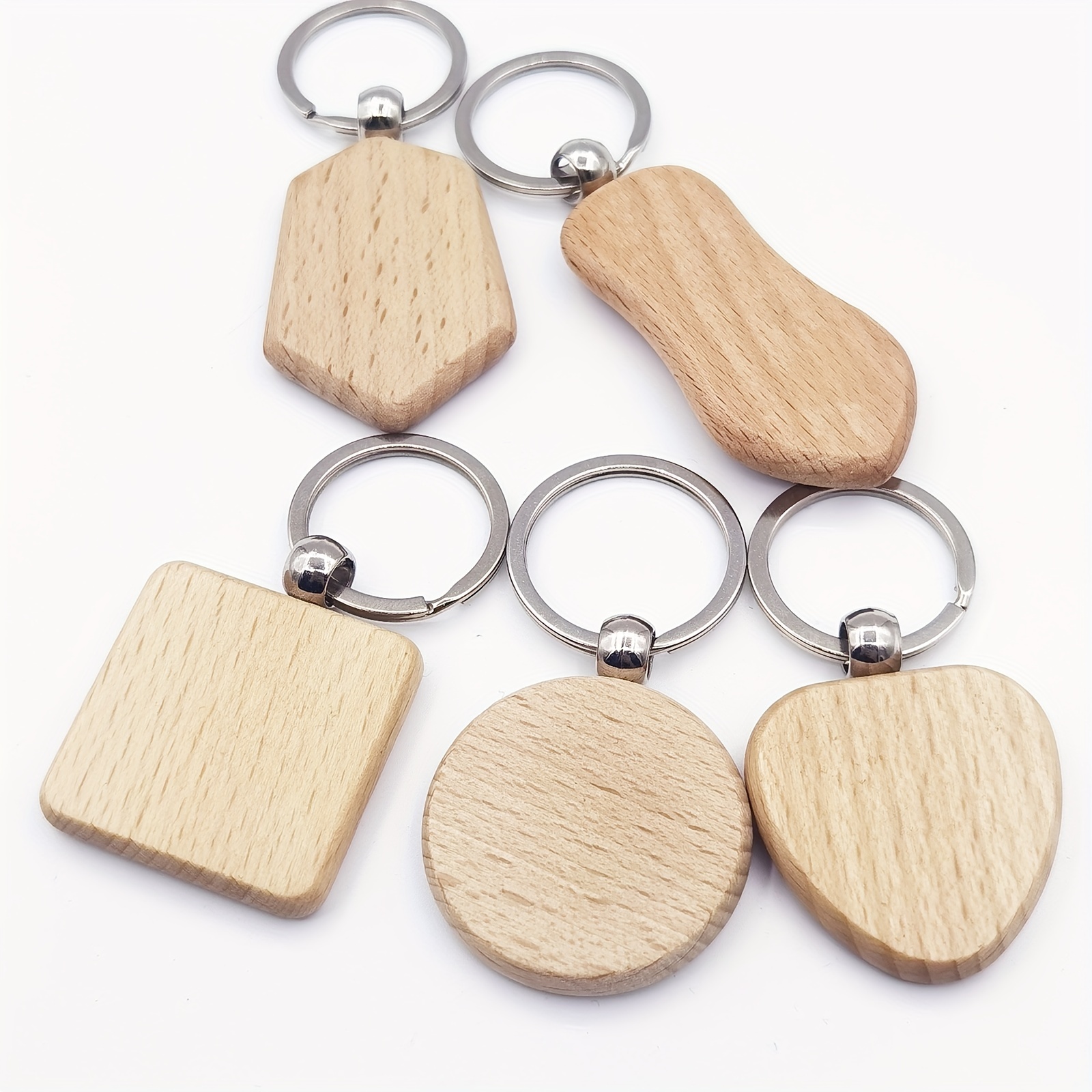 Etereauty Wood Key Keychain Chain Keyring Tags Pendant Blank