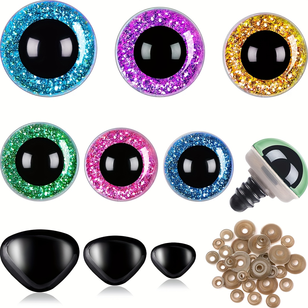 

180pcs Large Safety Eyes And Nose With Washers For Stuffed Animal Eyes Plastic Craft Doll Crochet Eyes For Diy Of Puppet, Bear, Doll Making Supplies (assorted Colors)