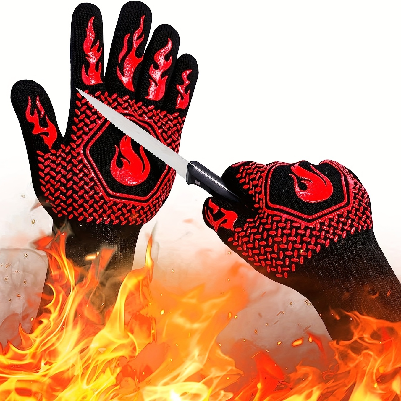 Guantes para barbacoa, guantes resistentes al calor de 1472 °F,guantes de  cocina para barbacoa, asar XianweiShao 8390615117418