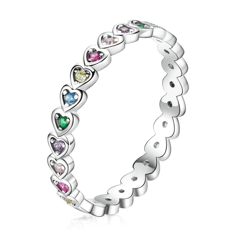 Colorful CZ Eternity Ring Copper Band April Birthstone