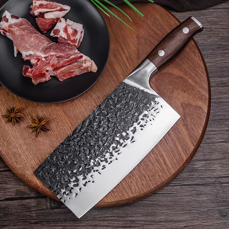  Cuchillo para carne, cuchillo de hacha gruesa de cocina para  matar huesos, cuchillo para cortar huesos para el hogar, cuchillo de cortar  resistente con mango de madera, BY KKZY (color 