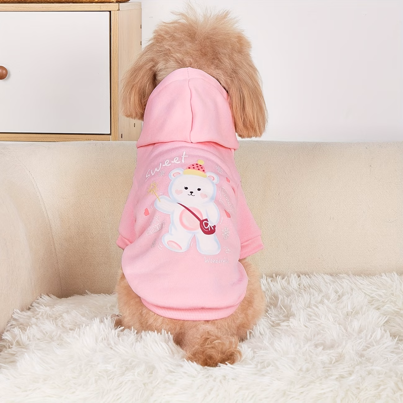 1pc pet teddy bear print hooded sweatshirt Product details 4
