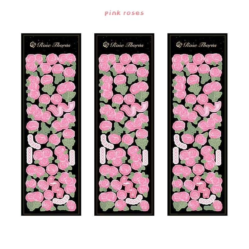 Korean Ins Rose Ribbon Laser Kawaii Sticker Scrapbooking Deco