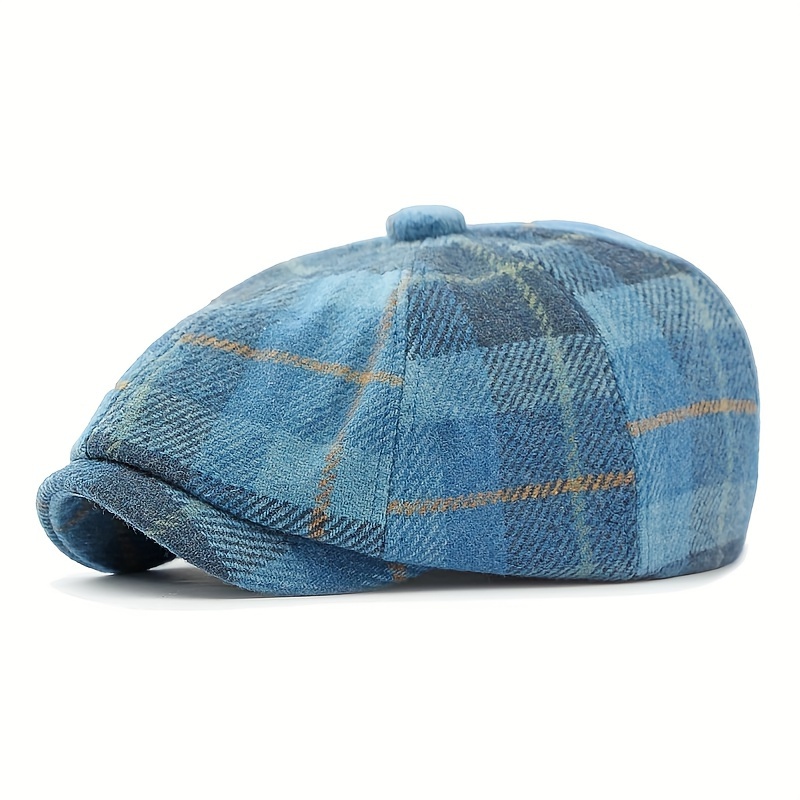 TEMU 1pc Checkered Newsboy Hat And - British Cap - 's