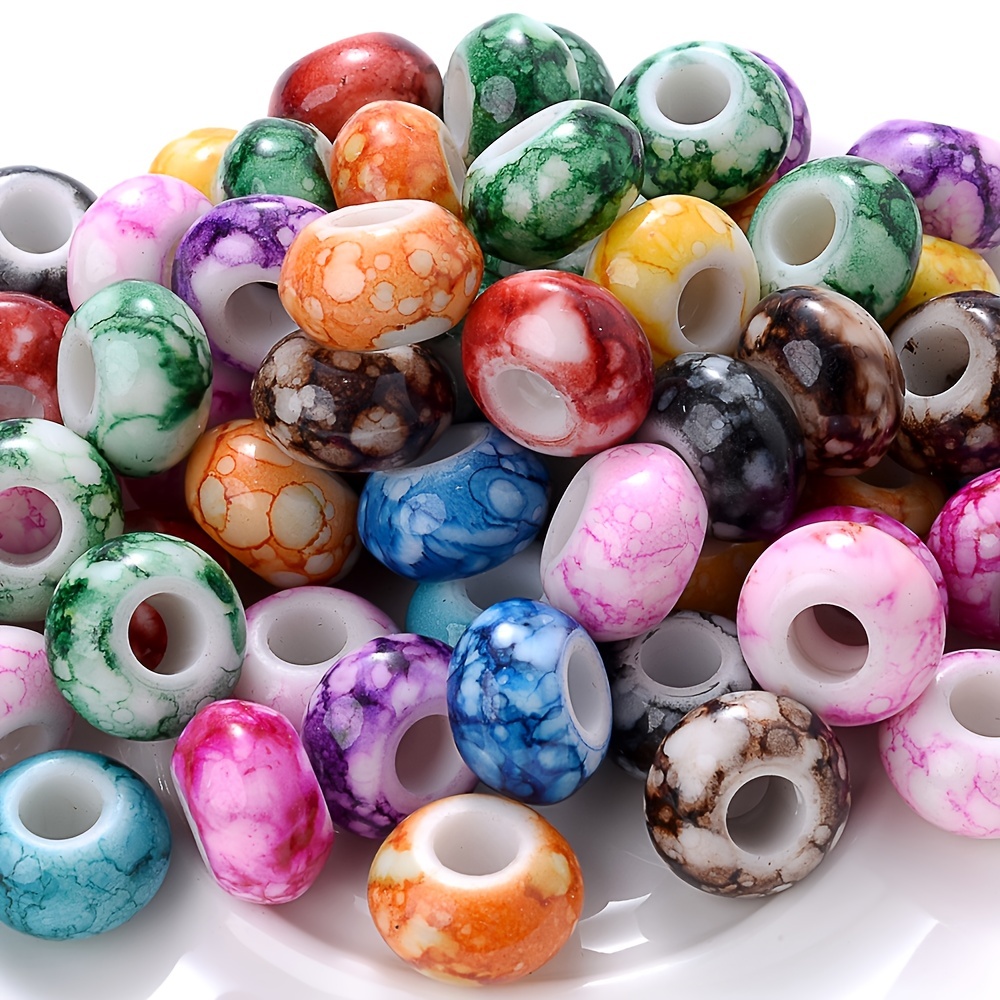 Colorful Rondelle Large Hole Inlaid Rhinestones Loose Beads - Temu