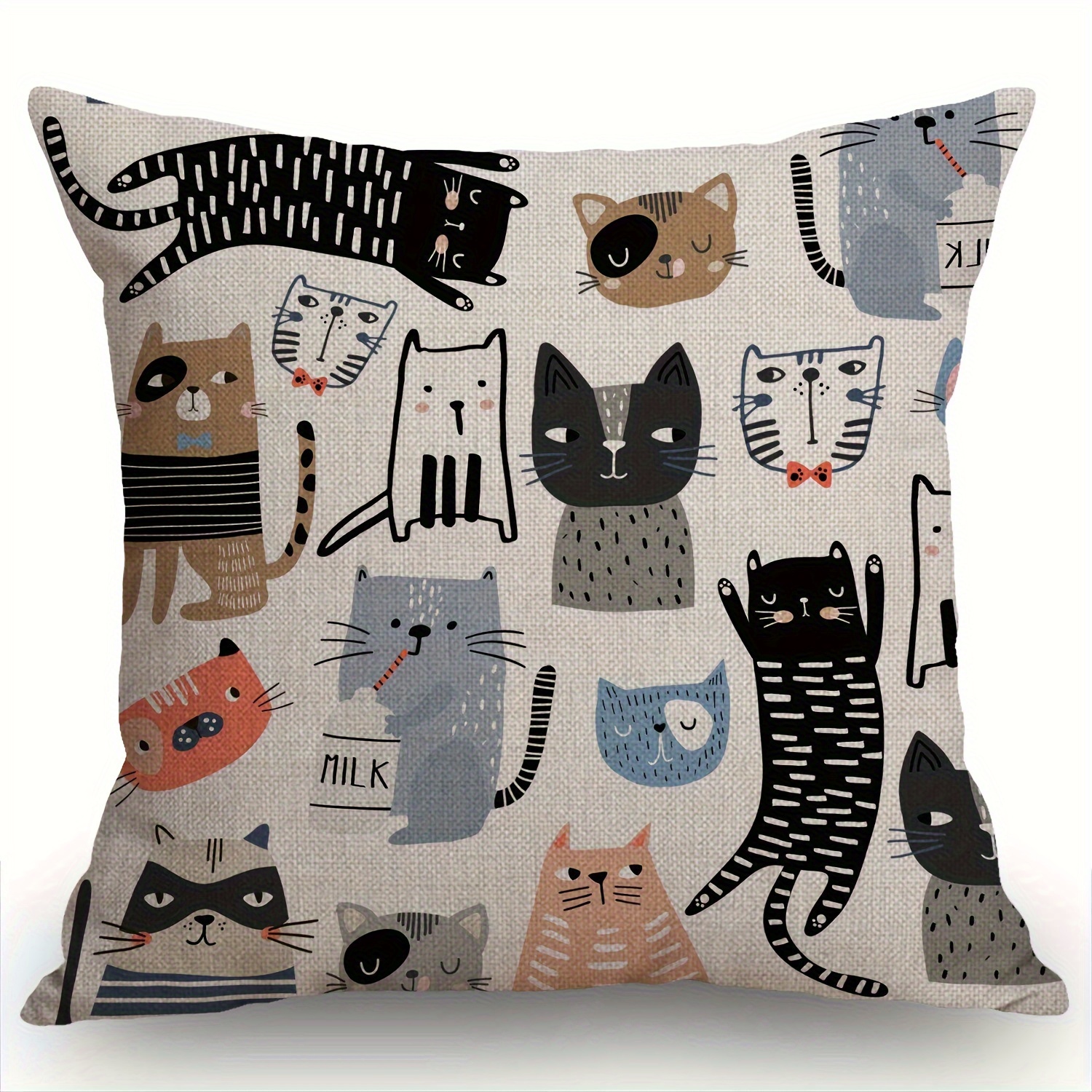 

1pc, Funny Cats Square Animal Fresh Style Polyester Cushion Cover, Throw Pillow Cover, Bedroom Accessories, Sofa Cushion Cover, Living Room Throw Pillow Cover (cushion Is Not Included)