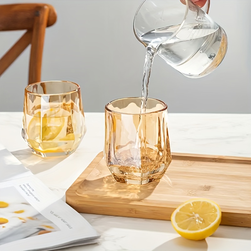 Geometric Hexagonal Water Jug Glass Cup Tray Set Transparent Juice