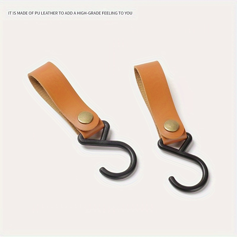 S Shape PU Leather Storage Hook Keychain for Camping