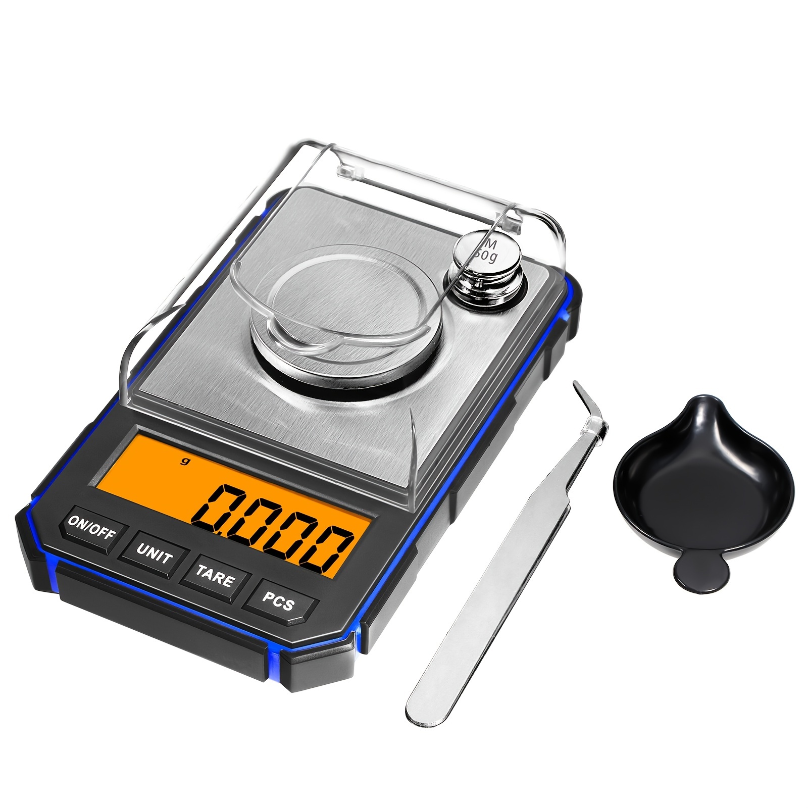 Kitchen Scale, Digital Milligram Scale 0.001g /50g, with Calibration Weight  Tweezer Weighing Pan, High Precision Jewelry Scale Grams, Electronic