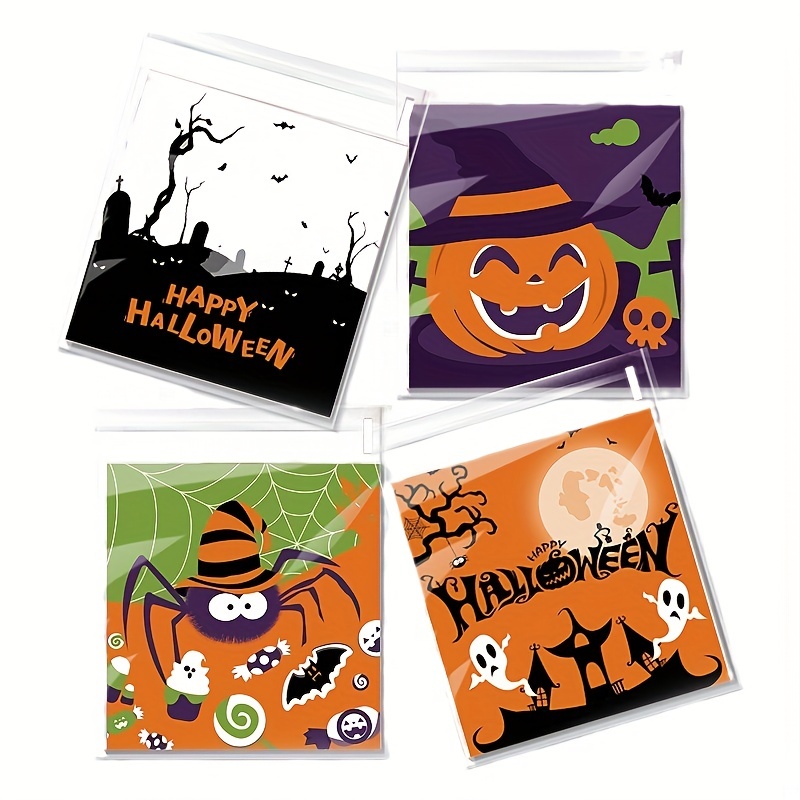 100 Bolsas Celofán Halloween Bolsas Autoadhesivas - Temu