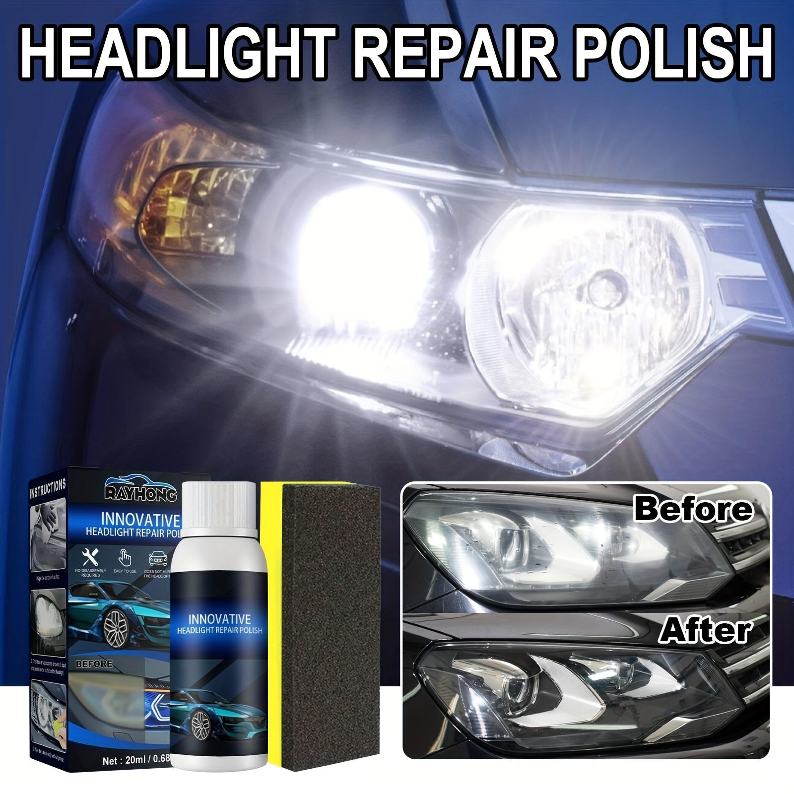 Car Headlight Polishing Agent Scratch Remover Repair Fluid Polish Tool Kit  