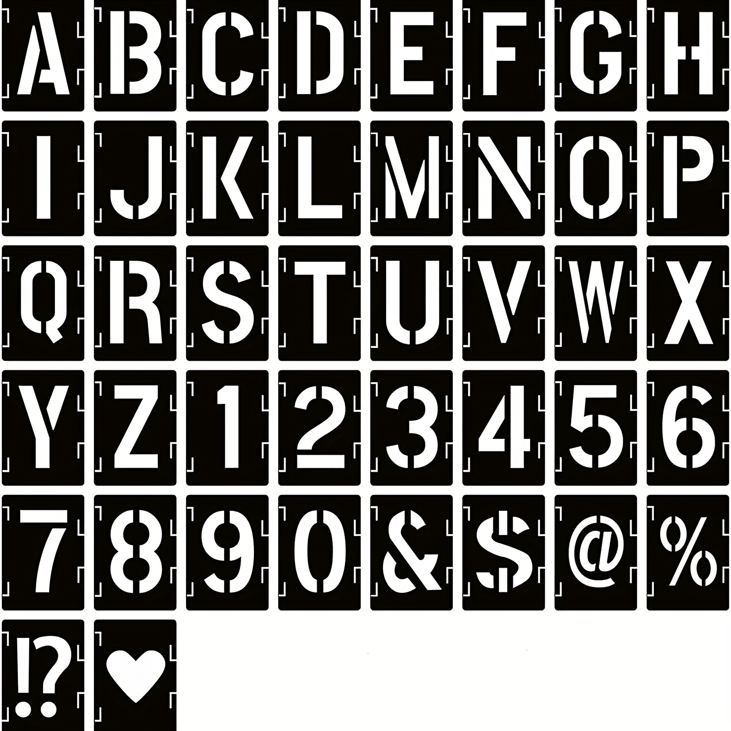 1 Inch Letter Stencils Numbers Symbol Craft Stencils for Painting on Wood,  43 Pcs Reusable Alphabet Templates Interlocking Stencil Kit for Wall Fabric