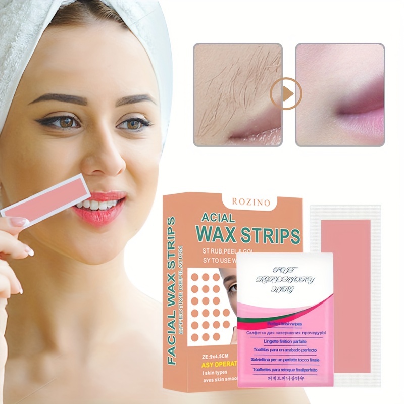 Facial Wax Strips Facial Hair Removal Women Waxing Strips - Temu