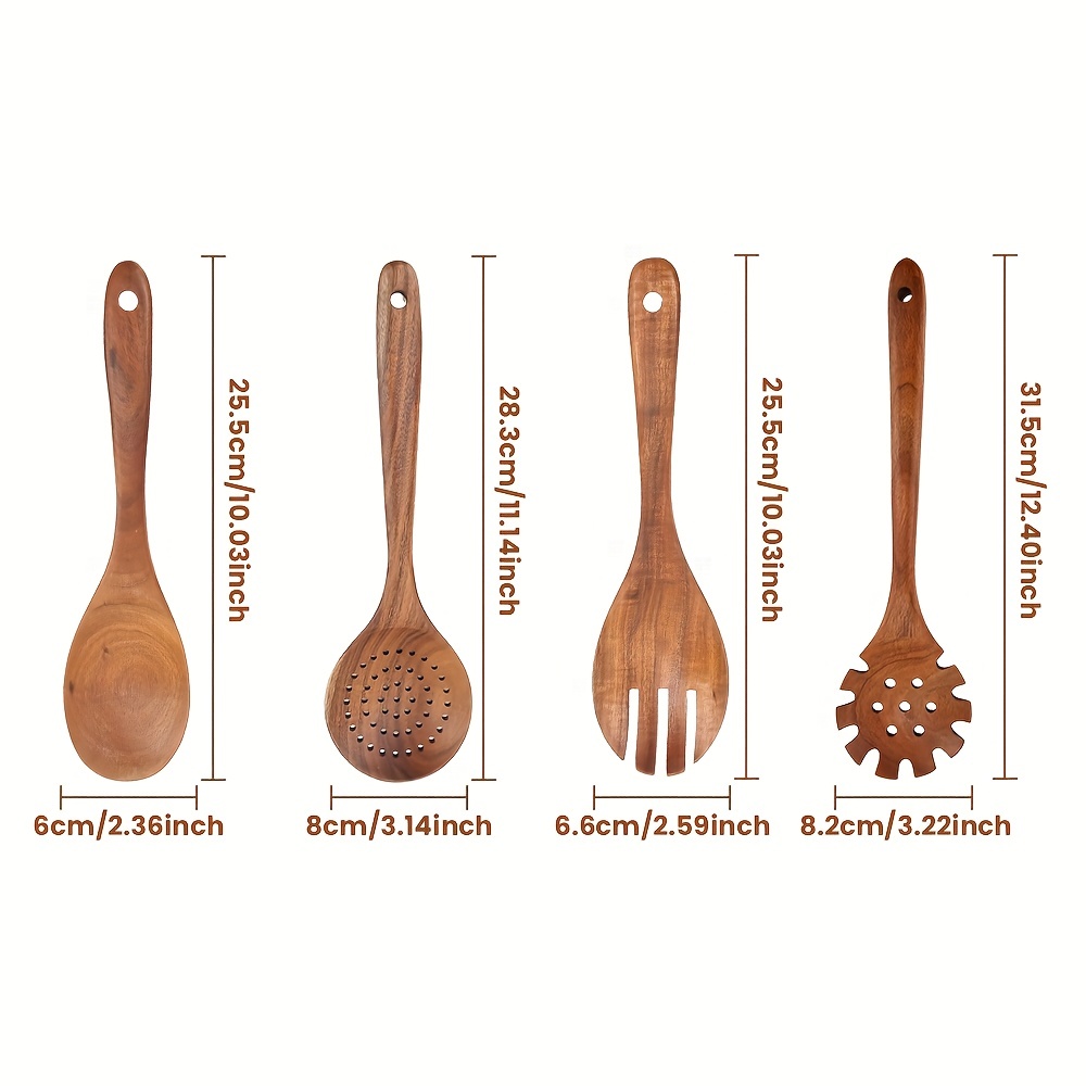 13 Inch Wooden Spaghetti Spoon Pasta Serving Spoon Spaghetti Server Teak  Wood Pasta Fork Ladle Spaghetti Spatula