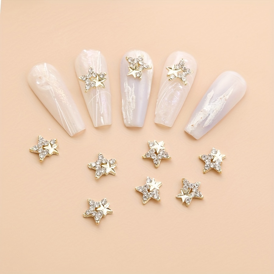 

10pcs, Star Nail Art Charms With Rhinestones, 3d Alloy Star Nail Gem Accessories, Nail Art Jewelry For Diy Or Nail Salons