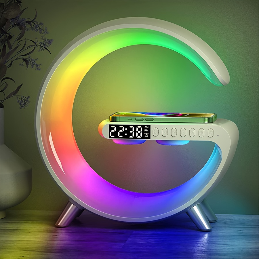 1Pc Mini Rhythm RGB Smart Light, Lampe D'ambiance LED Avec Chargeur Sans  Fil 15W, Haut