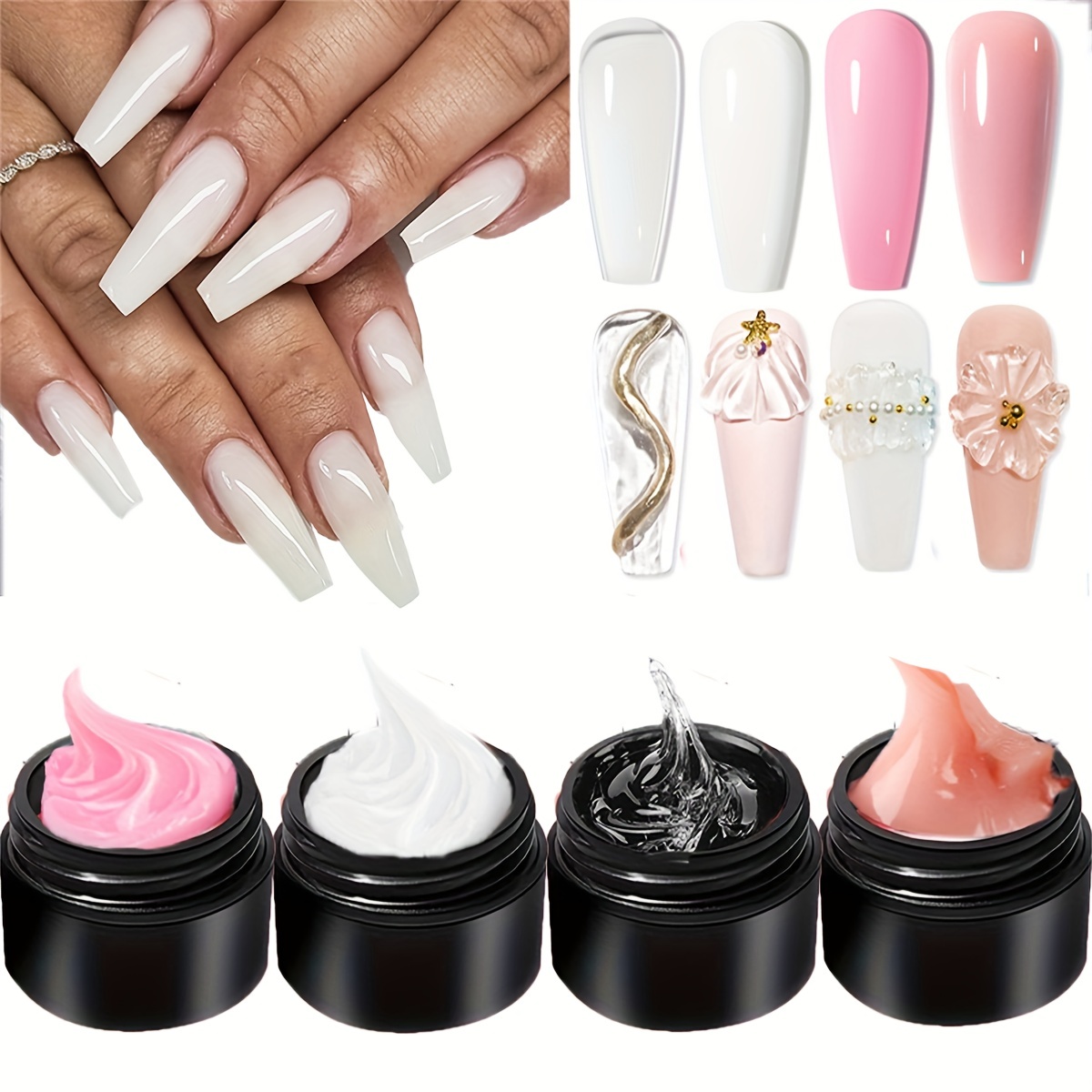 Buy Secret Lives® acrylic press on nails artificial designer fake nails  extension translucent nude with pearls glitter & 3D bow 24 pieces set with  kit Online at Low Prices in India -