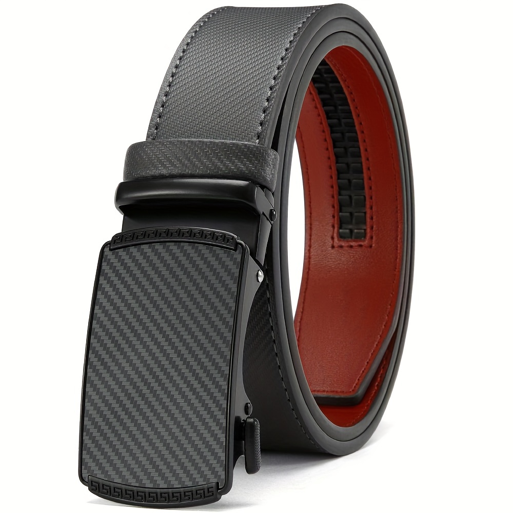 Automatic Ratchet Click Lock Black Leather Belt Italian Design