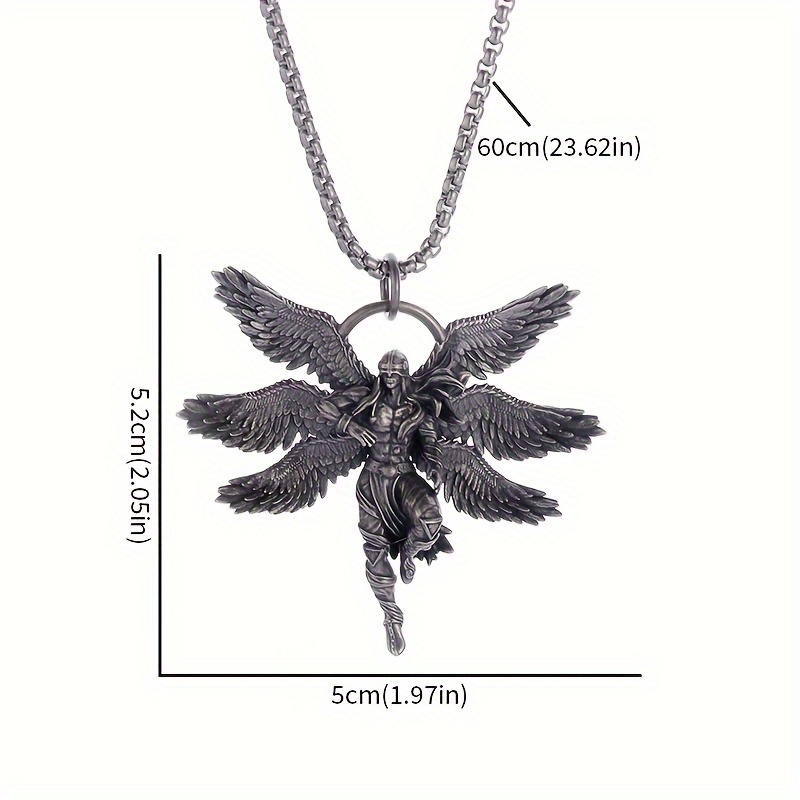 Six Winged Angel Warrior Prayer Pendant Necklace