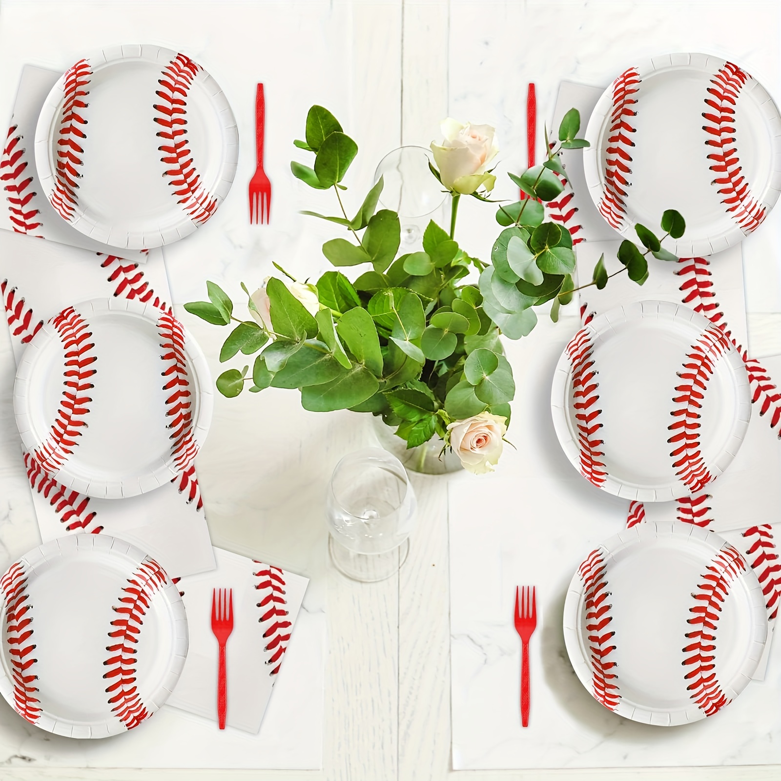 20 Piezas/juego Platos Vasos Papel Temática Béisbol Platos - Temu