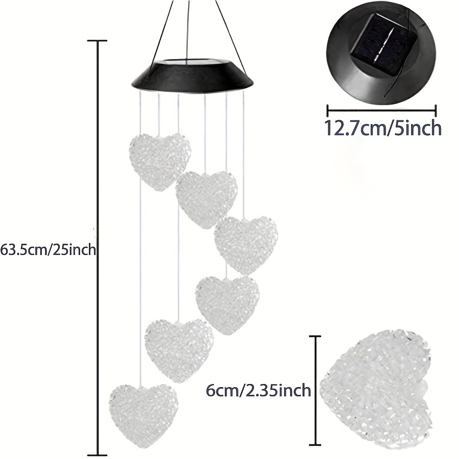 1pc Couleur Changeante LED Énergie Solaire Lampe Coeur Carillons Éoliens  Jardin Décoration Cour Étanche Lumière LED Éclairage Suspendu Décor (coeur)  - Temu Belgium