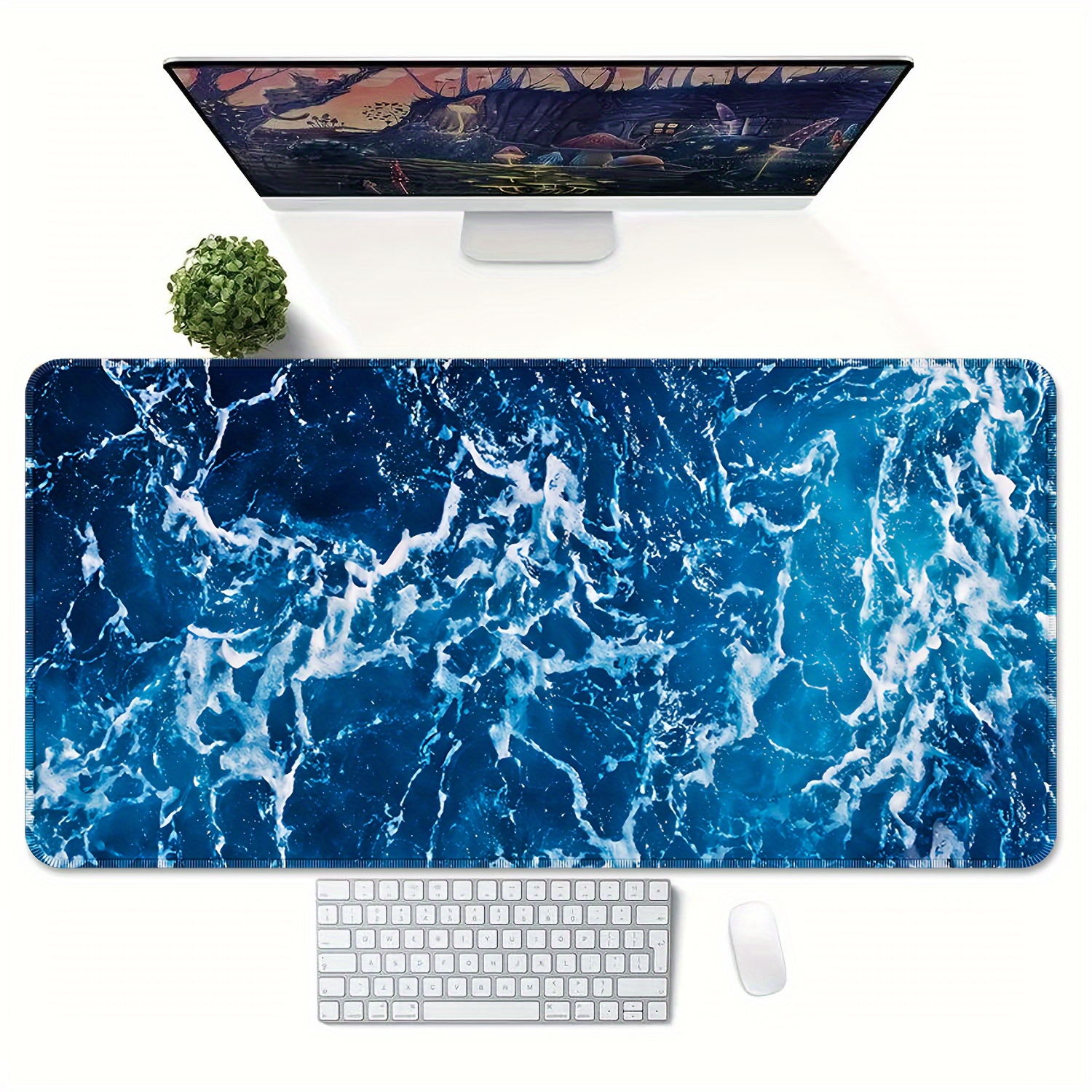 

1 Piece Blue Sea Water Pattern Mouse Pad, Gaming Mouse Pad, Natural Non-slip Rubber Base, Waterproof Gamer Keyboard Pad, Specially Designed Mouse Pad For Gamers Office And Home