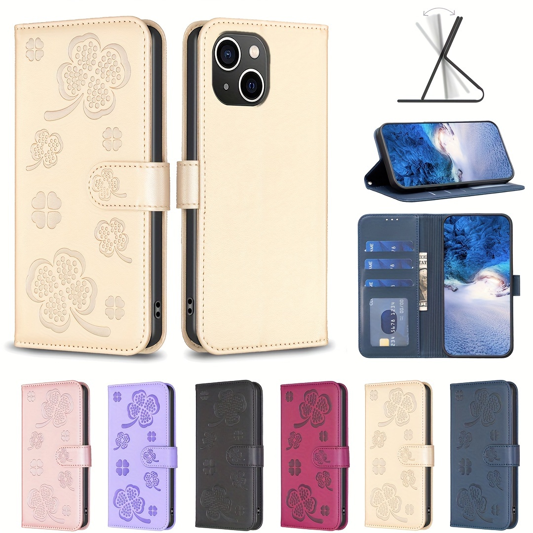 Funda Lujo Cuero Tarjetas Iphone 14 13 12 11 Pro Xs Max Xr X - Temu