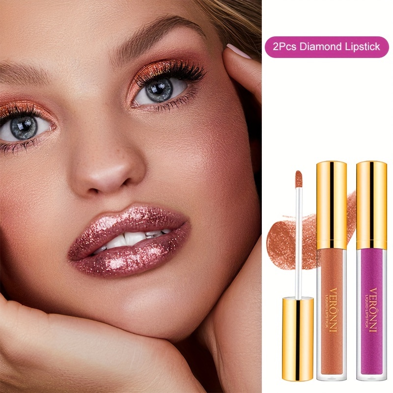 VERONNI Diamond Glitter Liquid Lipstick Set Metallic Lip Gloss Kit