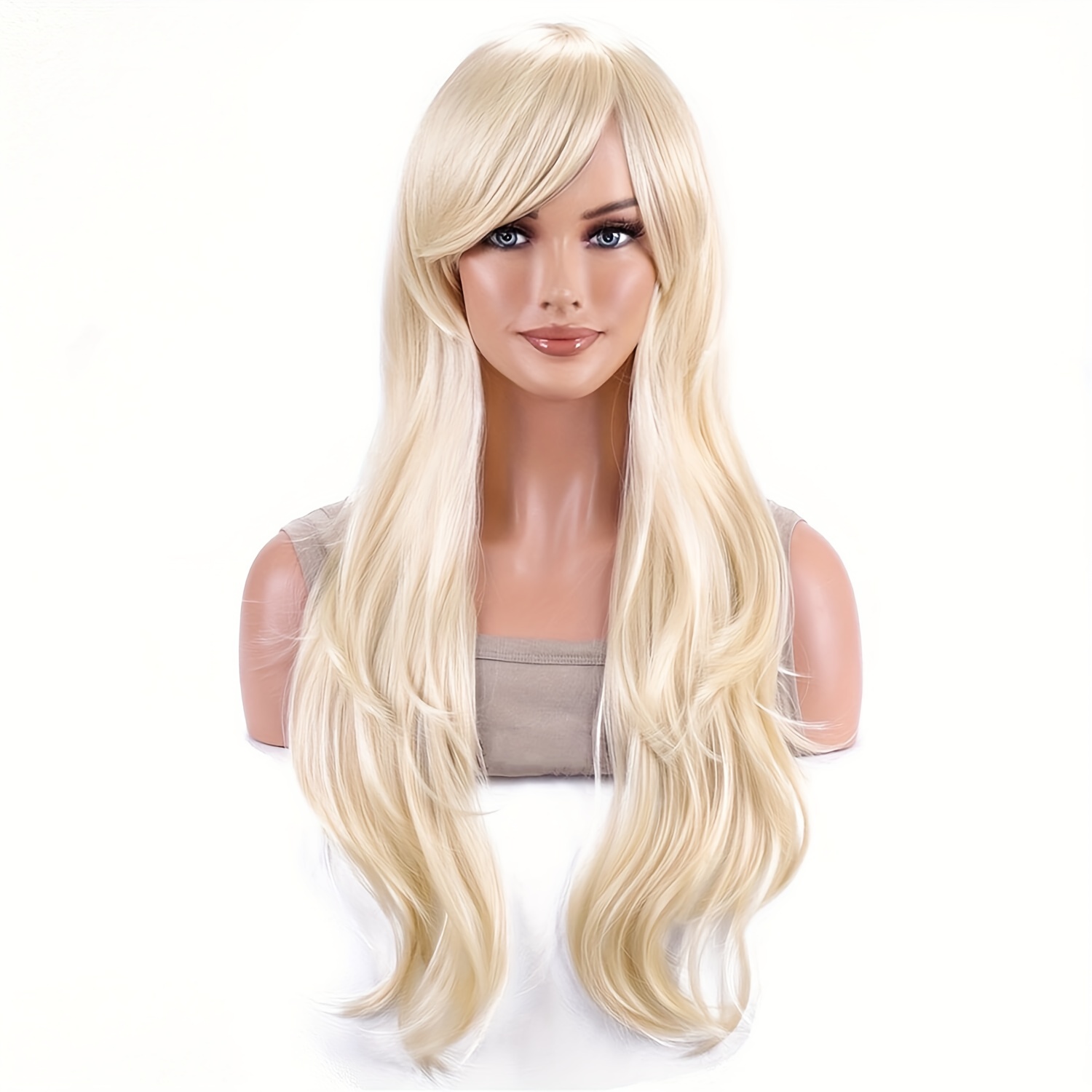 

Costume Wigs Golden Blonde Long Curly Synthetic Wig With Bangs Movie Cosplay Wig For Halloween Cosplay Party
