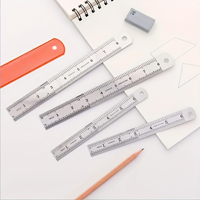 Stainless Steel Double Side Straight Ruler Centimeter Inches Scale Metric  Ruler Precision Measuring Tool School Office