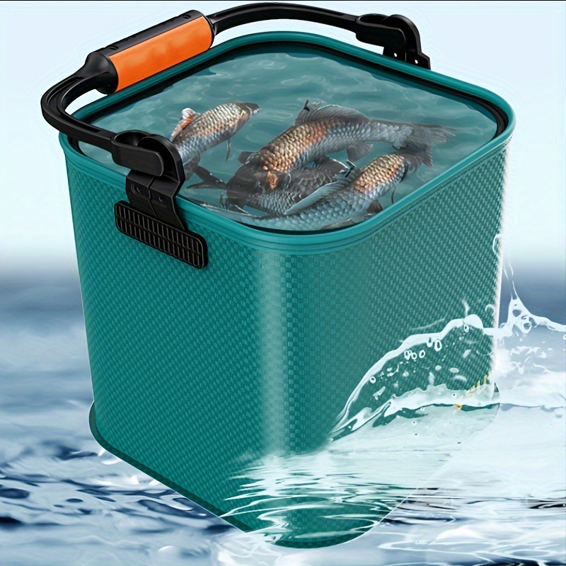 Visland Fishing Bucket, Foldable Fishing Bait Bucket, Multifunctional Portable Folding Fishing Minnow Bucket Fish Live Bait Container, Outdoor Camping