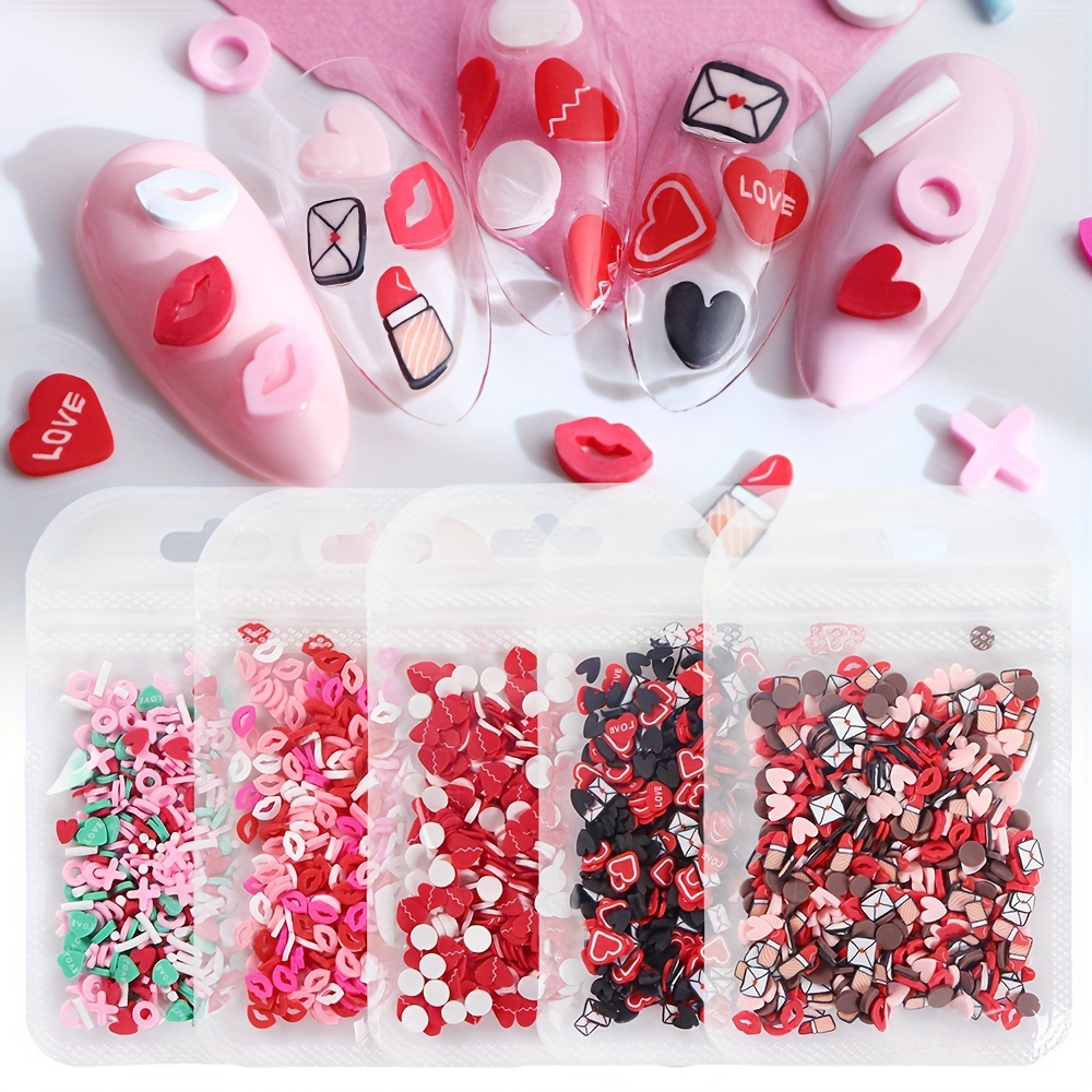 Lip Nail Art Flakes heart Letter Slime Charms Fimo Charms 3d - Temu