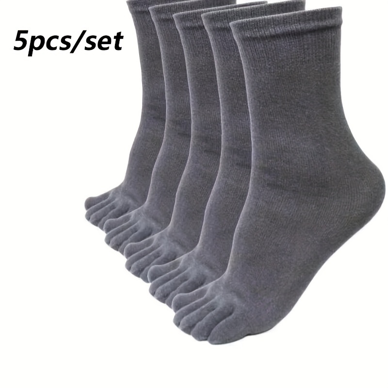 5 Pack Men Cotton Blend Five Finger Toe Socks Set Casual Sport