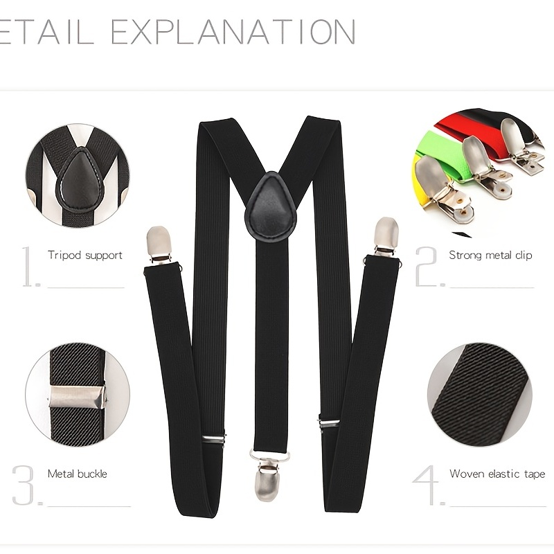 Mens Womens Suspenders 1 Inch Elastic Adjustable Y Back Clip On Suspender -  Jewelry & Accessories - Temu Australia