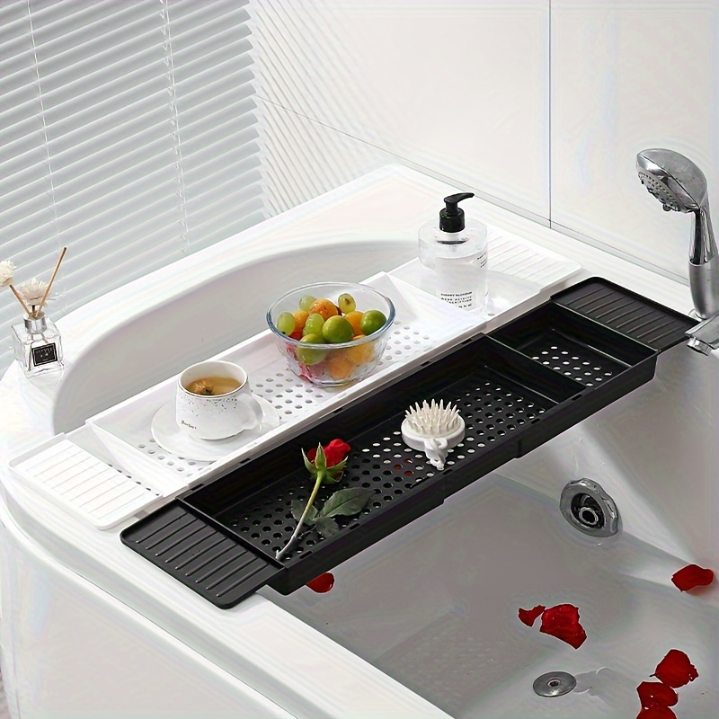 Retractable Bathtub Storage Rack Bath Tray Shelf Tub Multi