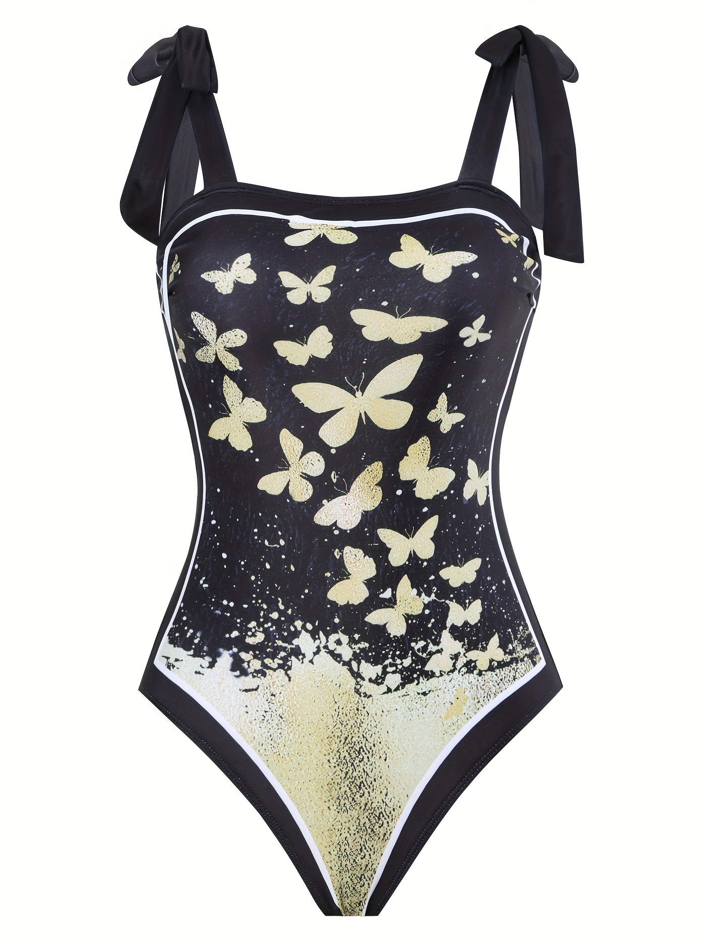Butterfly Print One Piece Swimsuit & Wrap Cover Up Skirt 2 Piece Set