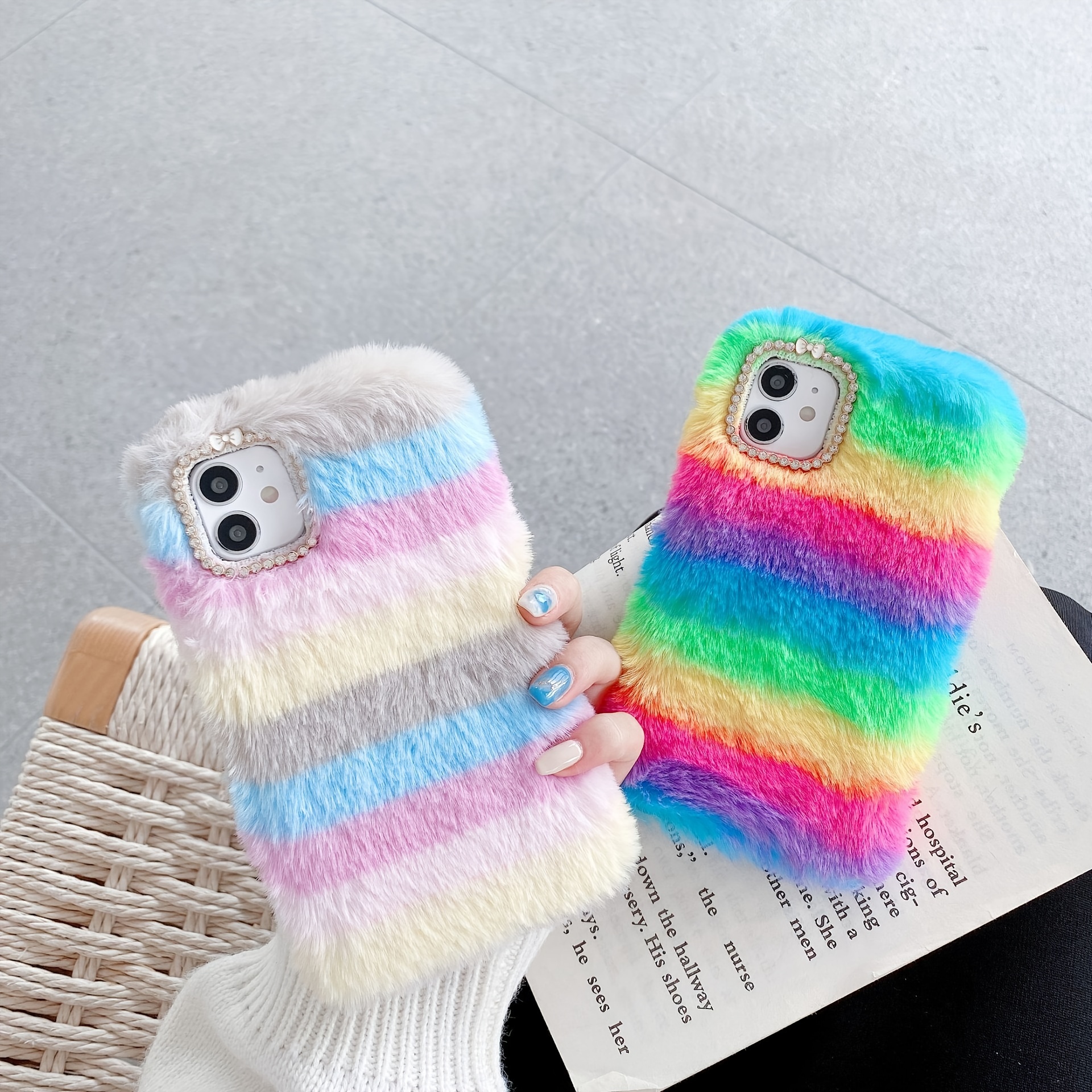 Cute Furry Fluffy Rabbit Plush Cases For Iphone 14 Pro Max Save Money