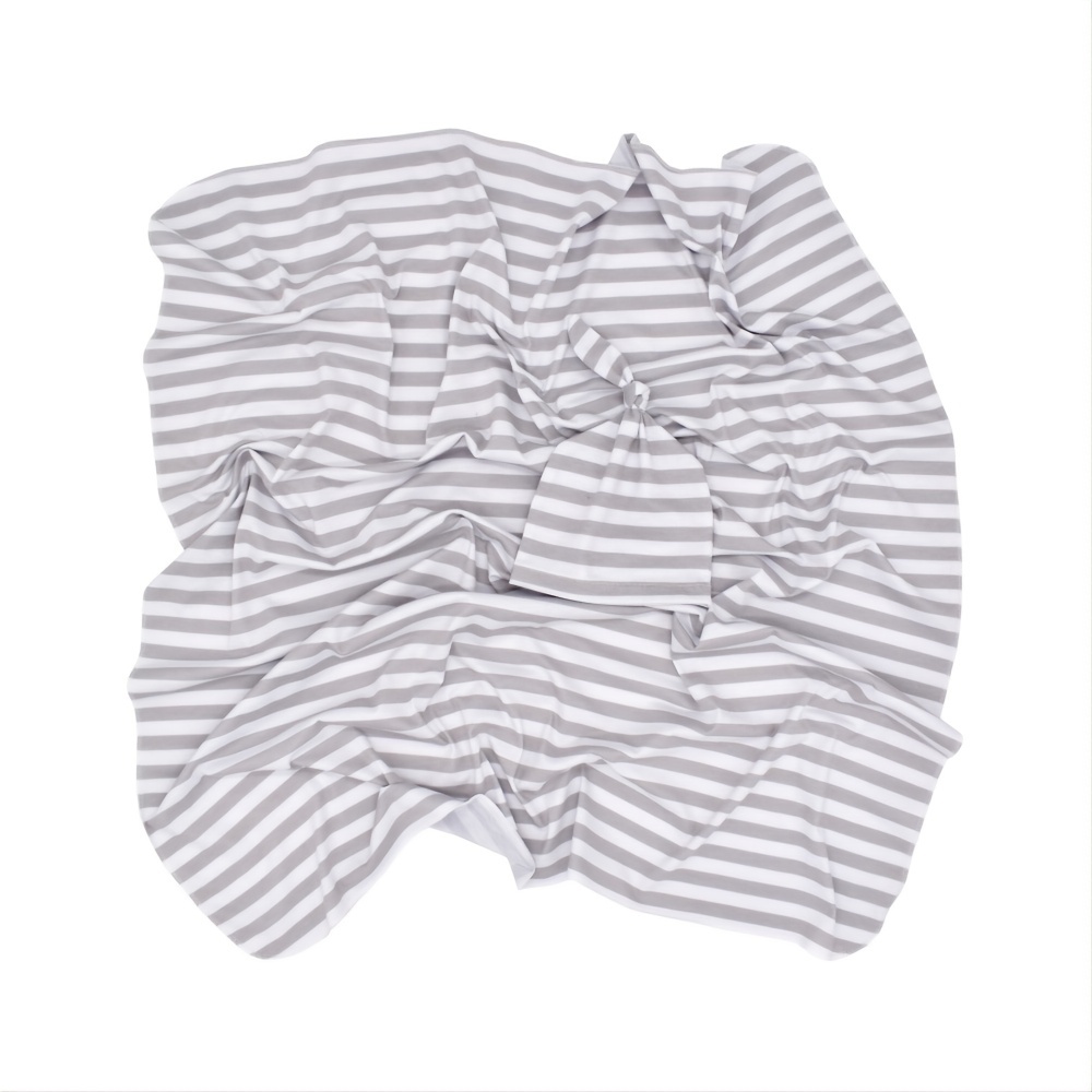 Newborn Cotton Striped Wrapping Fetal Cap and Blanket Set