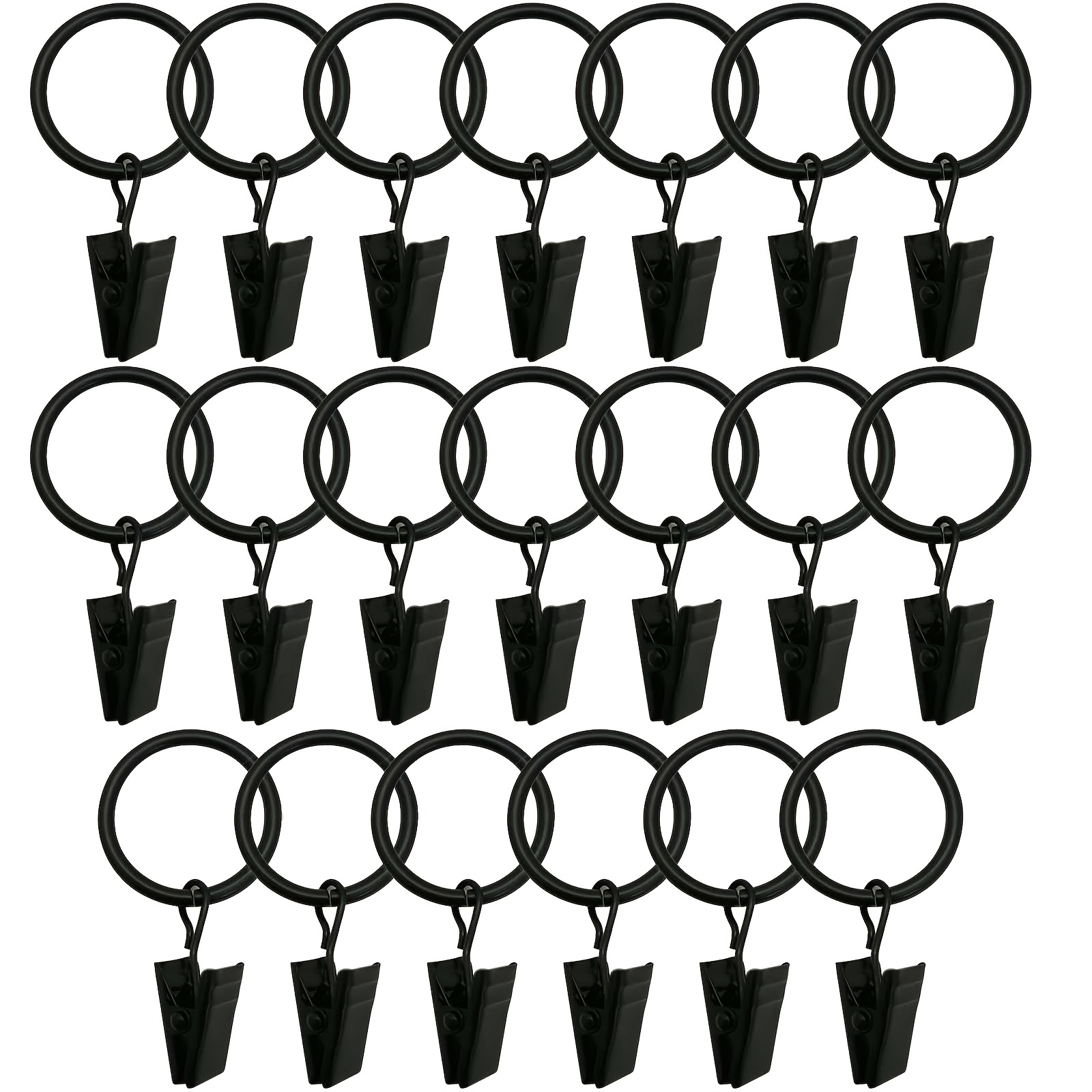 20 Stück Gardinenringe - Haken, aus für Germany passend Metall, Temu Zoll Gardinenringe mit mit 5/8 Durchmesser Edelstahl, Vintage-Schwarz Gardinenhaken, Ringen, Gardinenklammern Gardinenstange