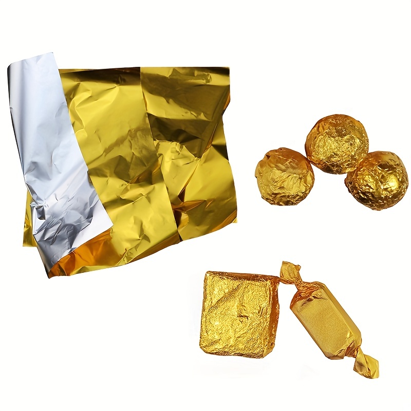 300 Pcs Square Golden Aluminium Foil Candy Wrappers Square Sweets Lolly  Paper for DIY Candies and Chocolate Packaging by Party Wedding Birthday