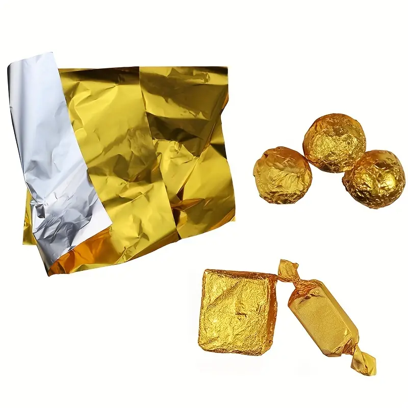 100 Piezas, Envoltorios De Caramelos Dorados, Papel De Aluminio Dorado Para  Envolver Caramelos, Chocolate Y Galletas, Herramientas De Horneado, Gadget